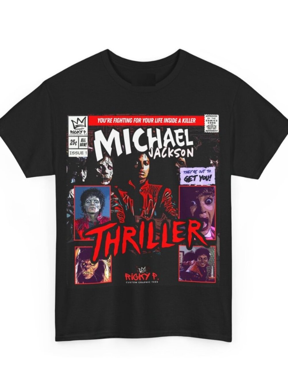 Michael Jackson Thriller MJ T shirt Comic Art Ricky T Shirt 257